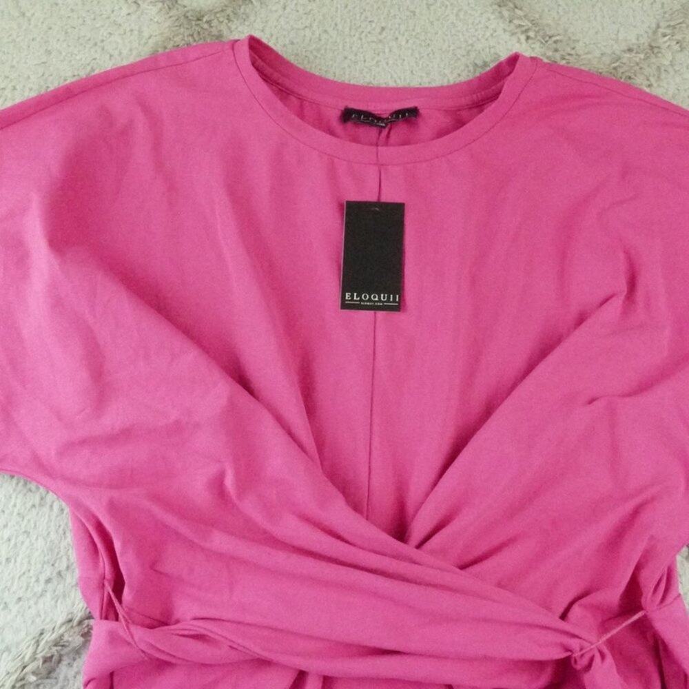 Eloquii Pink Tie-Front Dress Size 14 - Picture 6 of 15